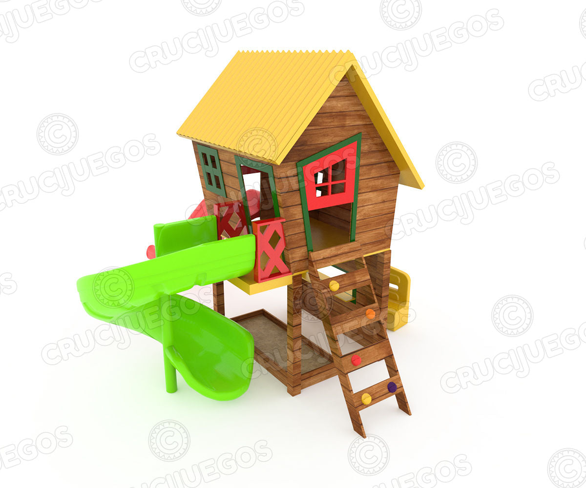 Caseta de madera doble tobogán